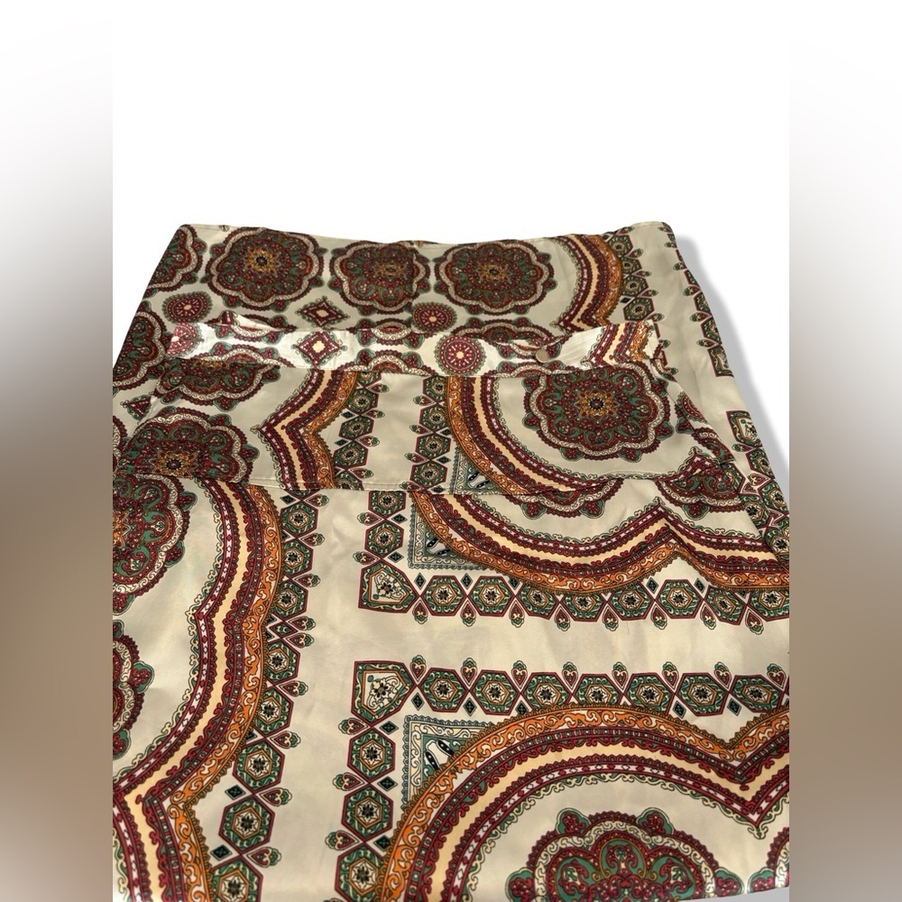 Topshop Satin Mandala Paisley Print A-line Midi Wrap Skirt | Size 8 - Picture 8 of 16